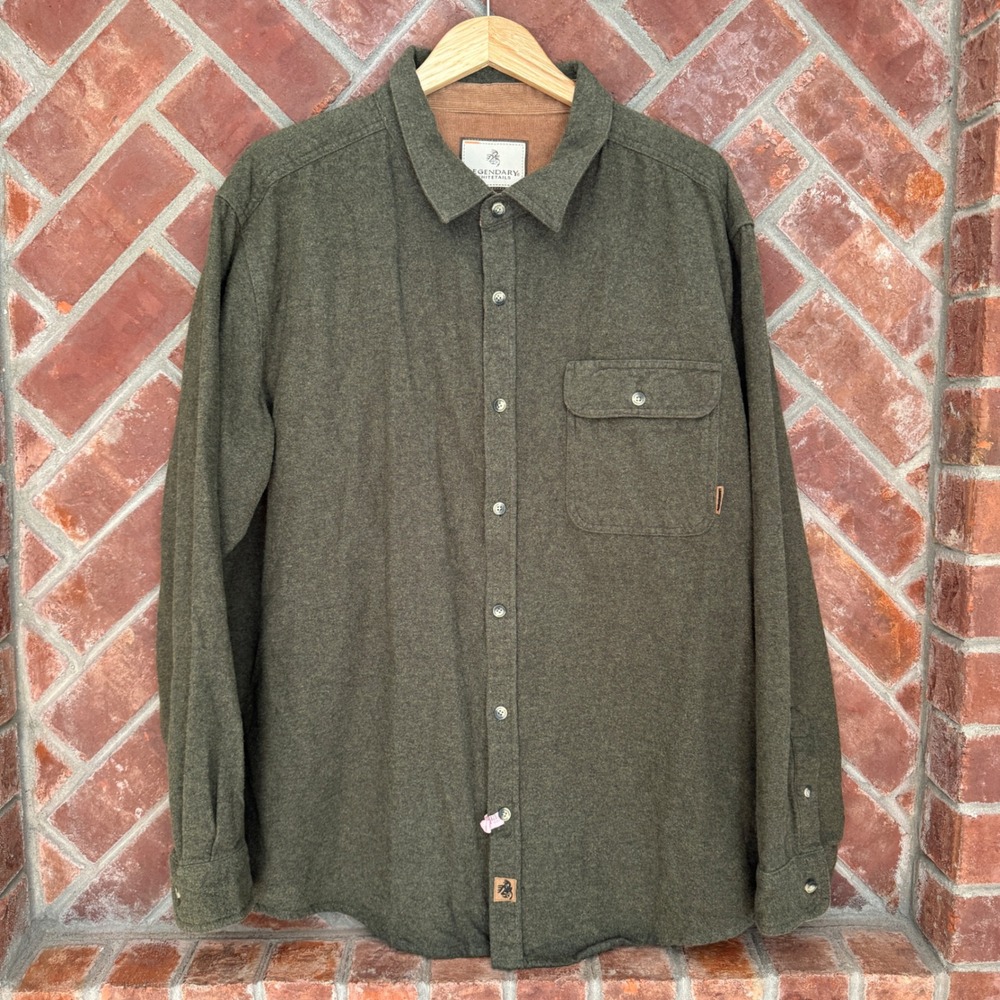 Legendary Whitetails Button Down Shirt Men's 2XL Green Thick Flannel Outdoor
